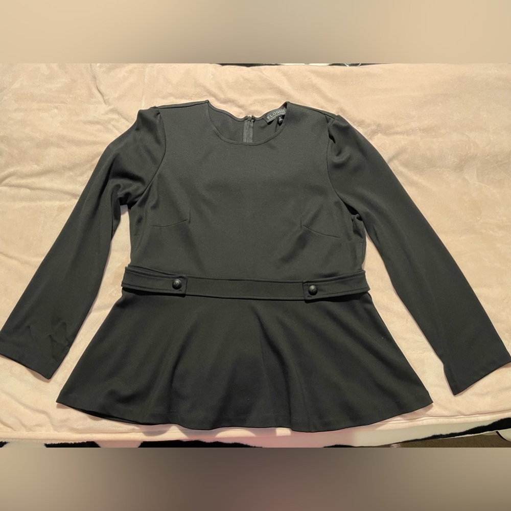 Eloquii Long Sleeve Peplum Top
